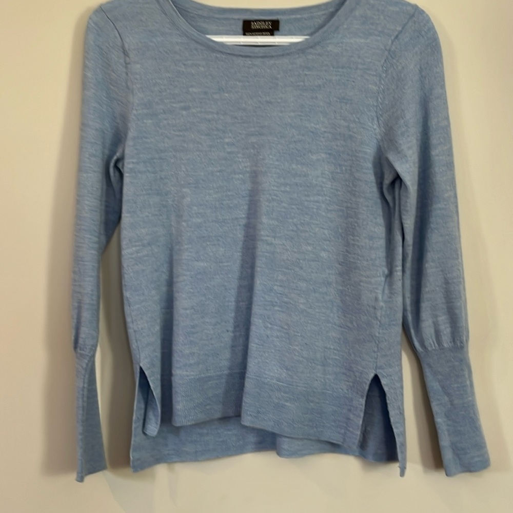 Badgley Mischka 100% Merino wool light blue sweater size medium